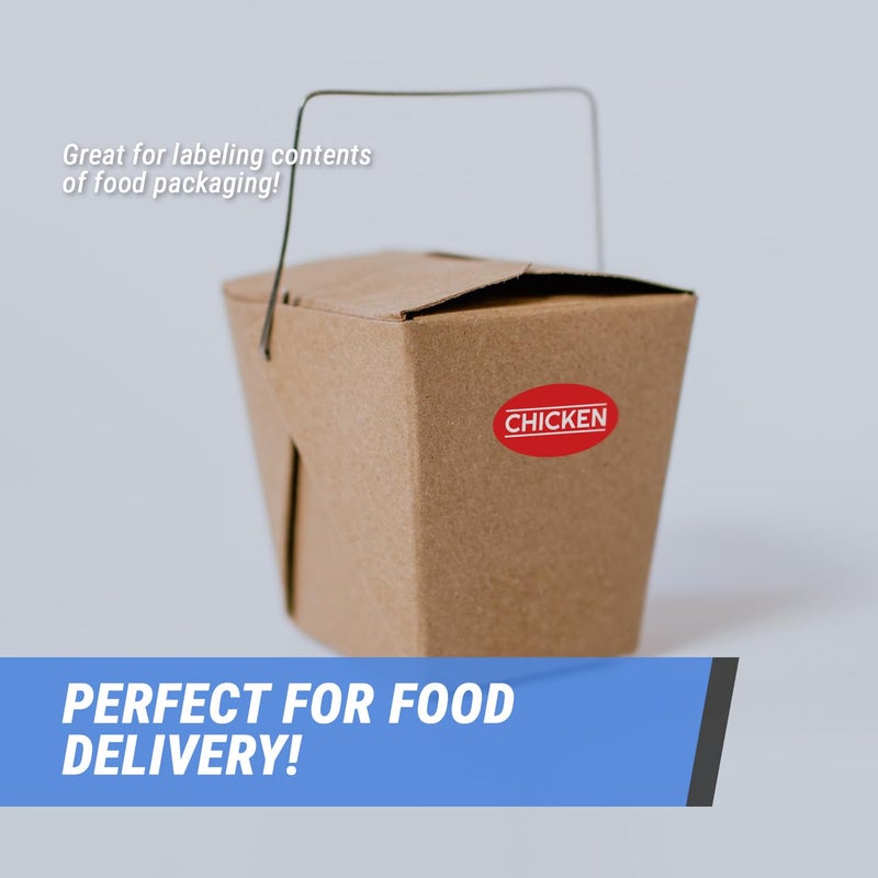 OfficeSmartLabels Chicken Stickers - 1.75 x 1 Inch Chicken Meat Food Labels in Bright Red for Restaurant Deli Food Truck Meat Markets Supermarket Grocery Store Meal Menu Choice Package Stickers - 300 Labels/Roll - Image 3